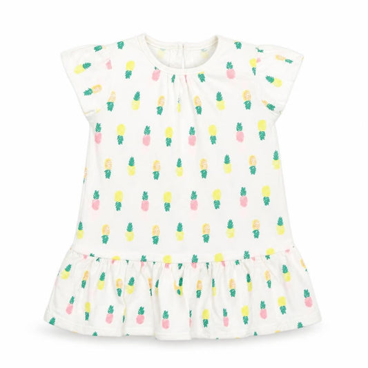 F&F Girls White   T-Shirt Dress  Size 12-18 Months  - Pineapple print