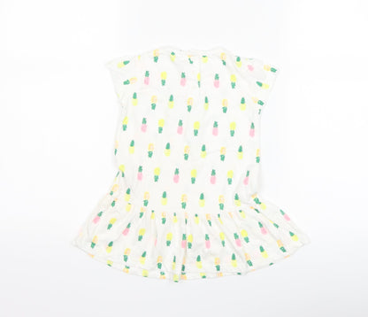 F&F Girls White   T-Shirt Dress  Size 12-18 Months  - Pineapple print