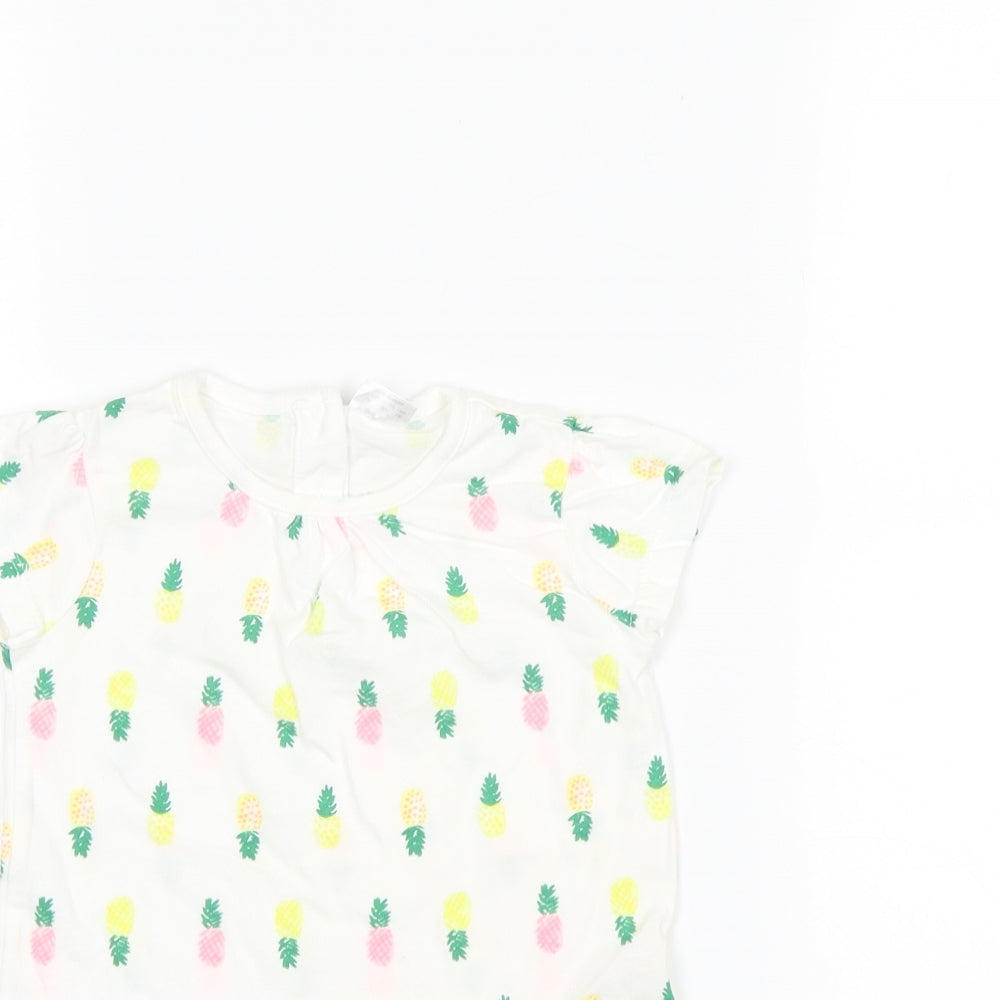 F&F Girls White   T-Shirt Dress  Size 12-18 Months  - Pineapple print