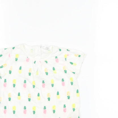 F&F Girls White   T-Shirt Dress  Size 12-18 Months  - Pineapple print