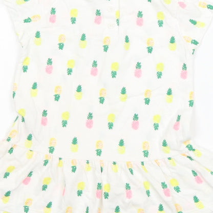 F&F Girls White   T-Shirt Dress  Size 12-18 Months  - Pineapple print