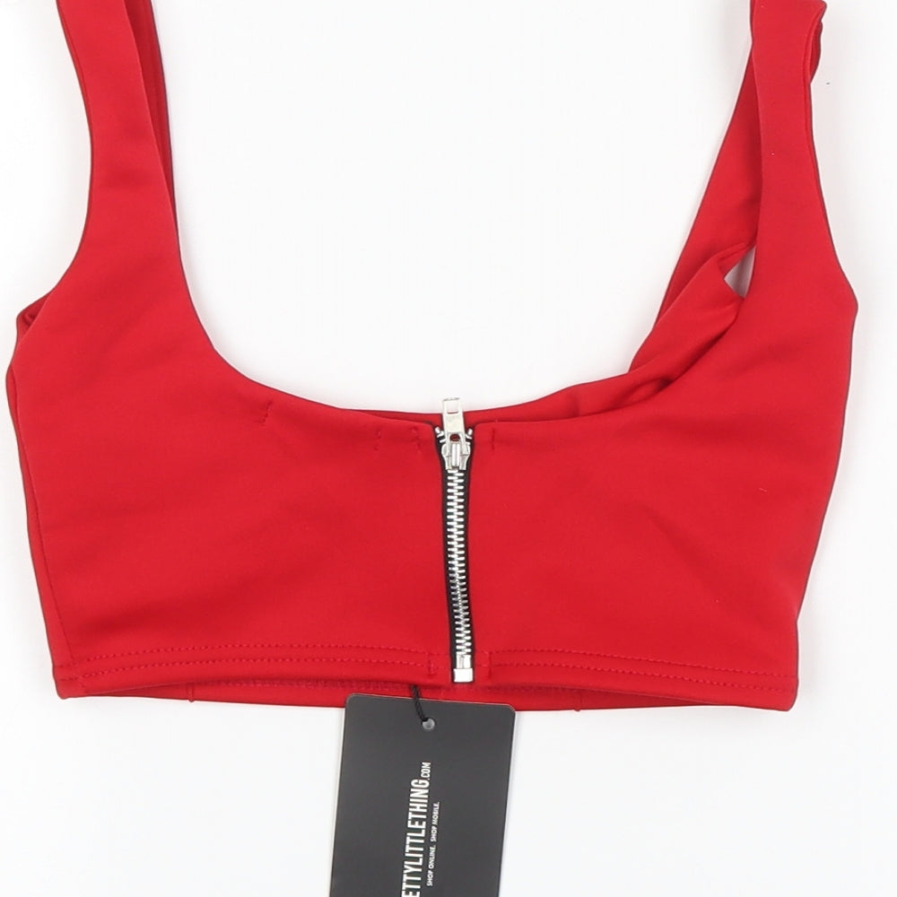 PRETTYLITTLETHING Womens Black   Cropped Tank Size 4  - Bralette