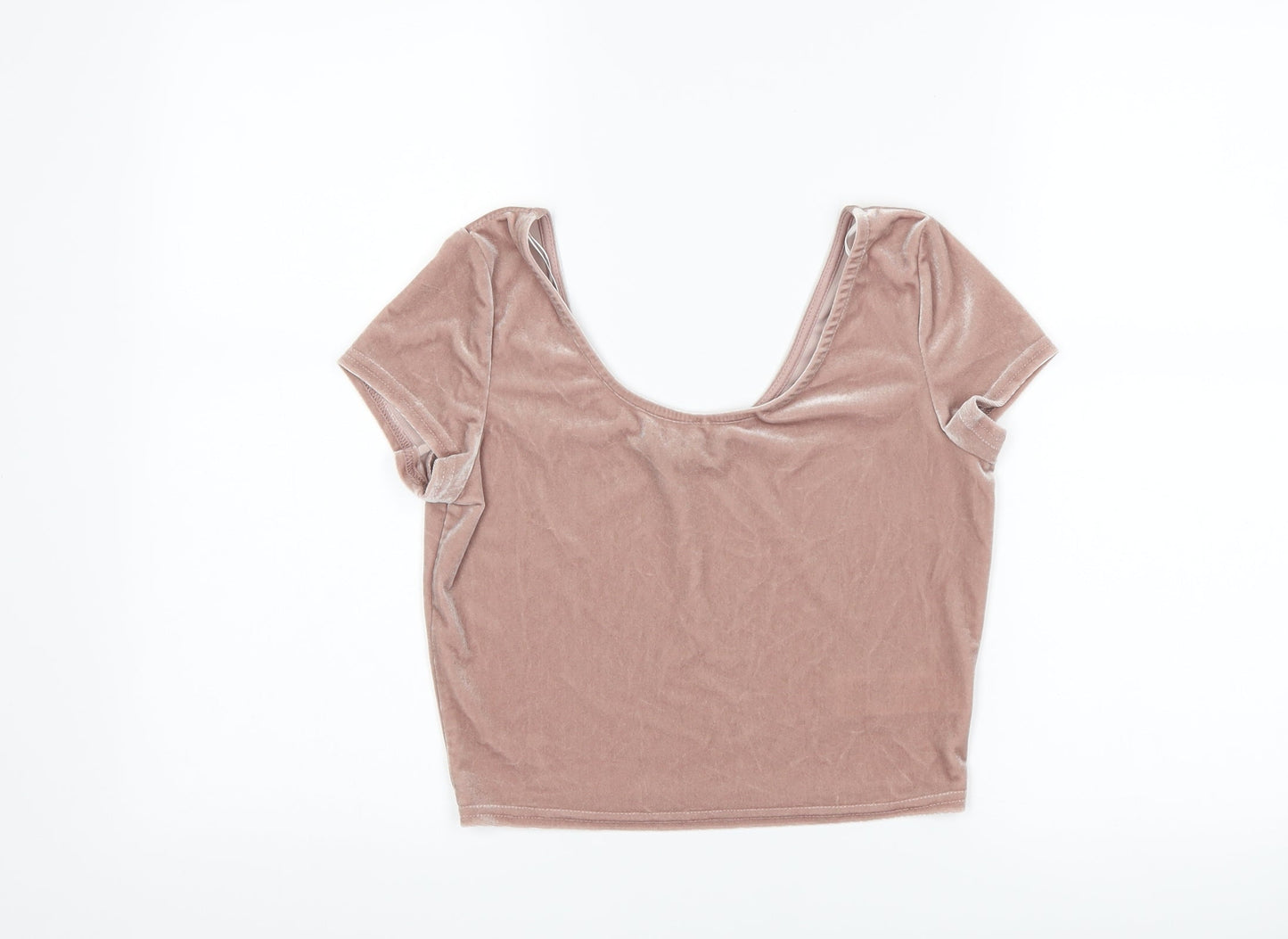 Womens UK Size 10 New Look Pink Cropped T-Shirt