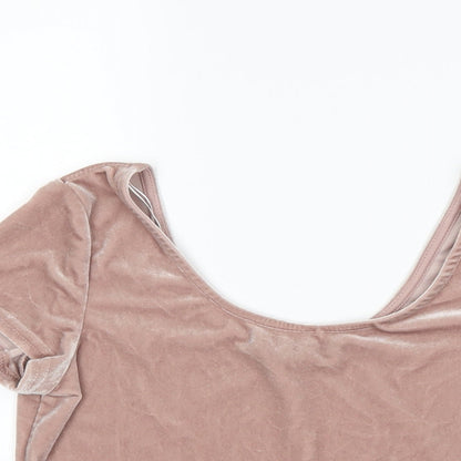 Womens UK Size 10 New Look Pink Cropped T-Shirt
