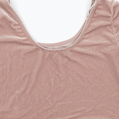 Womens UK Size 10 New Look Pink Cropped T-Shirt
