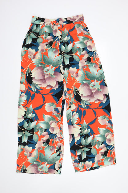 George Womens Orange Floral  Trousers  Size 8 L28 in