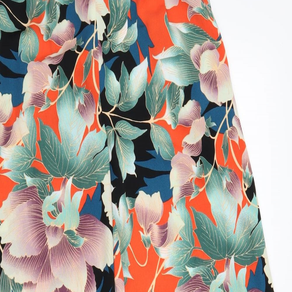 George Womens Orange Floral  Trousers  Size 8 L28 in