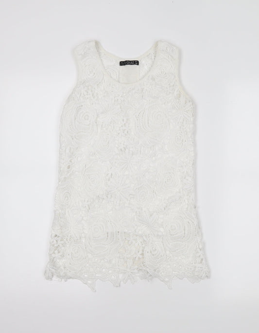 Quiz Womens Ivory Floral  Basic Tank Size 8