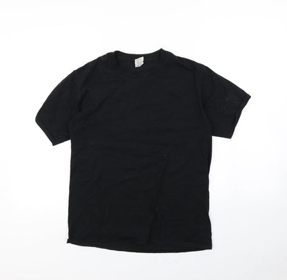 Womens UK Size S Gildan Black Basic T-Shirt