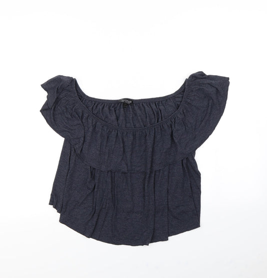 Womens UK Size 16 Topshop Blue Cropped T-Shirt