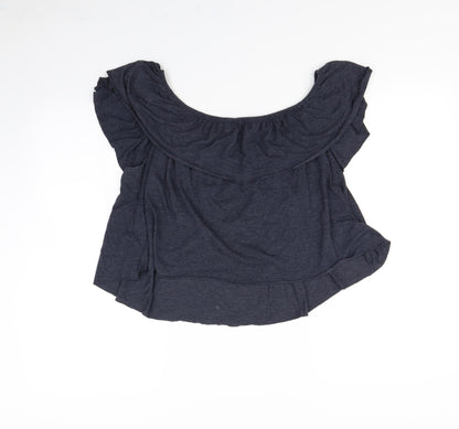 Womens UK Size 16 Topshop Blue Cropped T-Shirt