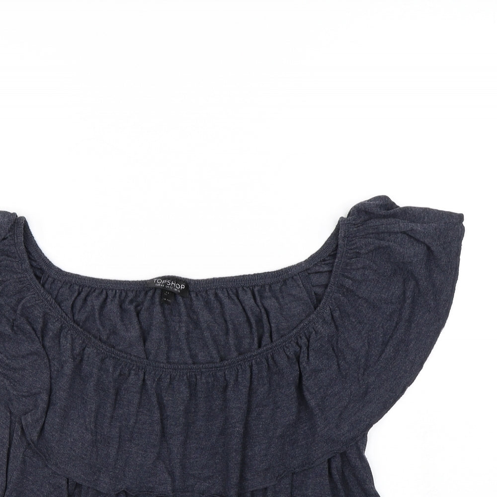 Womens UK Size 16 Topshop Blue Cropped T-Shirt