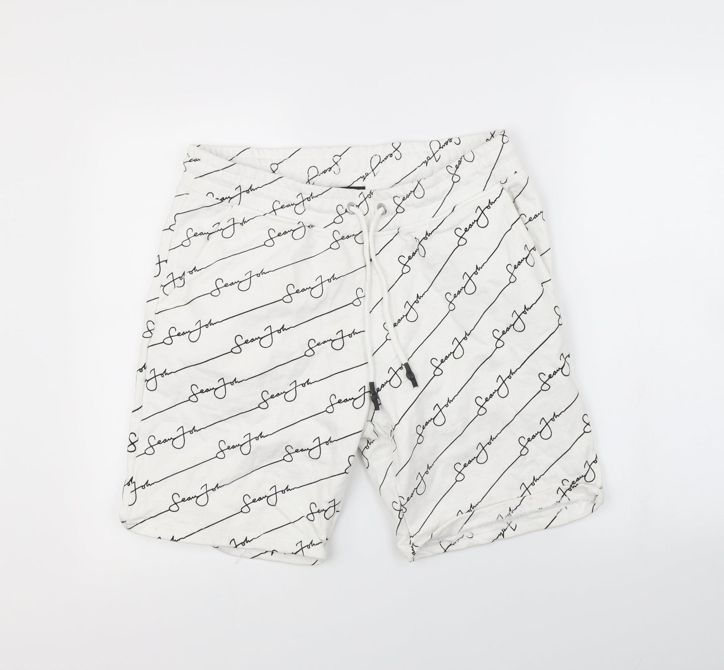 Mennace Womens White Spotted  Sweat Shorts Size M