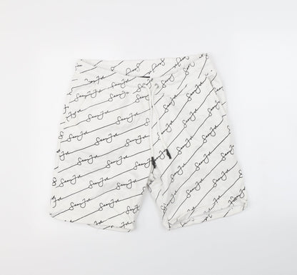 Mennace Womens White Spotted  Sweat Shorts Size M