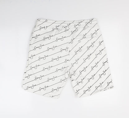 Mennace Womens White Spotted  Sweat Shorts Size M