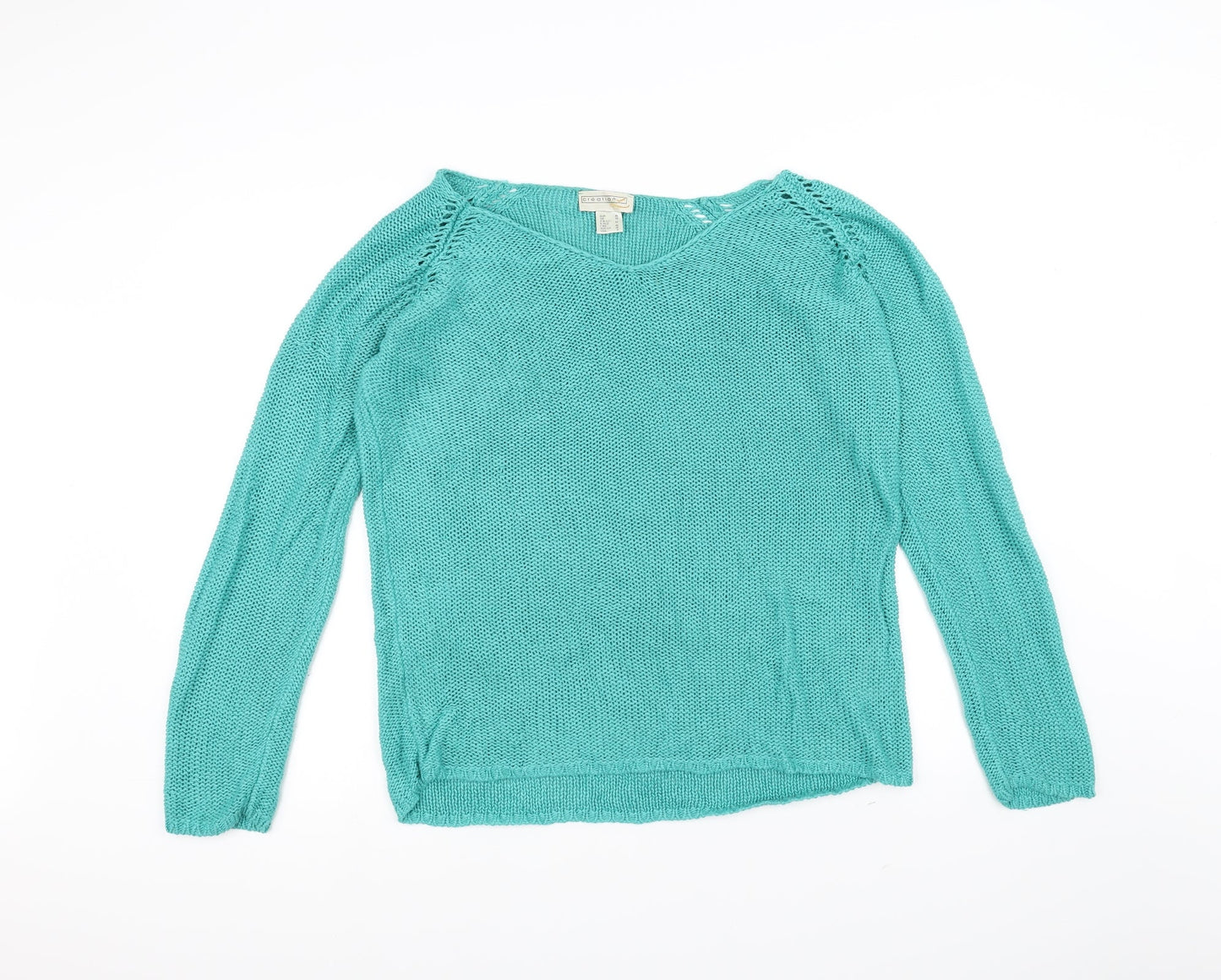 Creation Womens Blue  Knit Pullover Jumper Size 14
