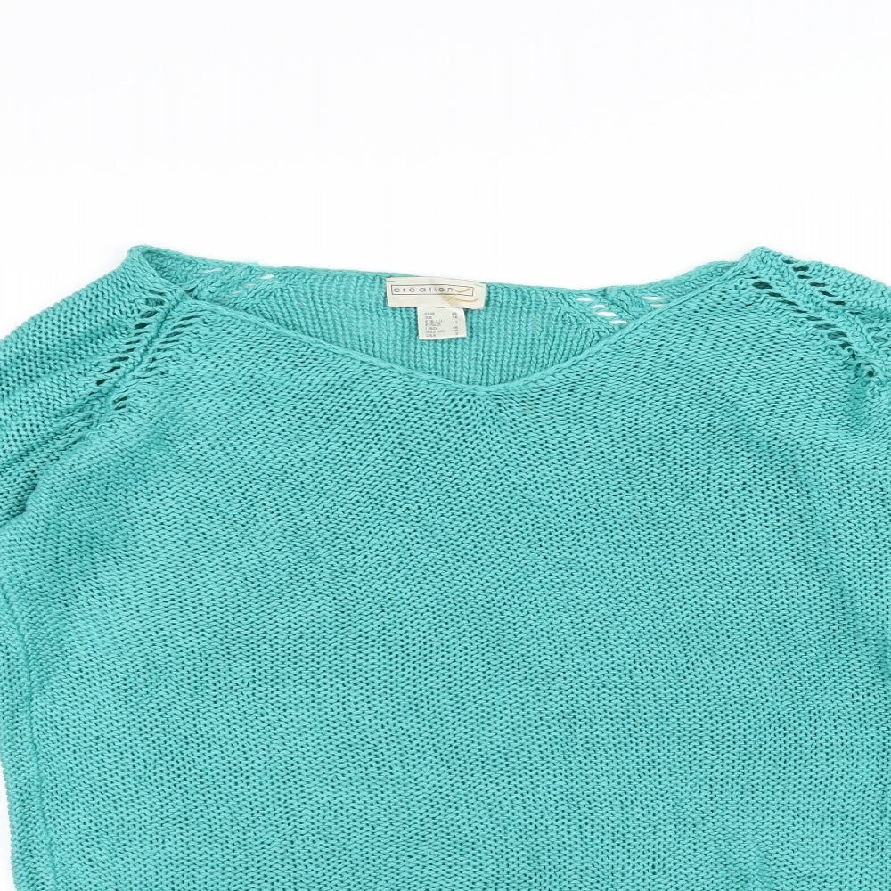 Creation Womens Blue  Knit Pullover Jumper Size 14