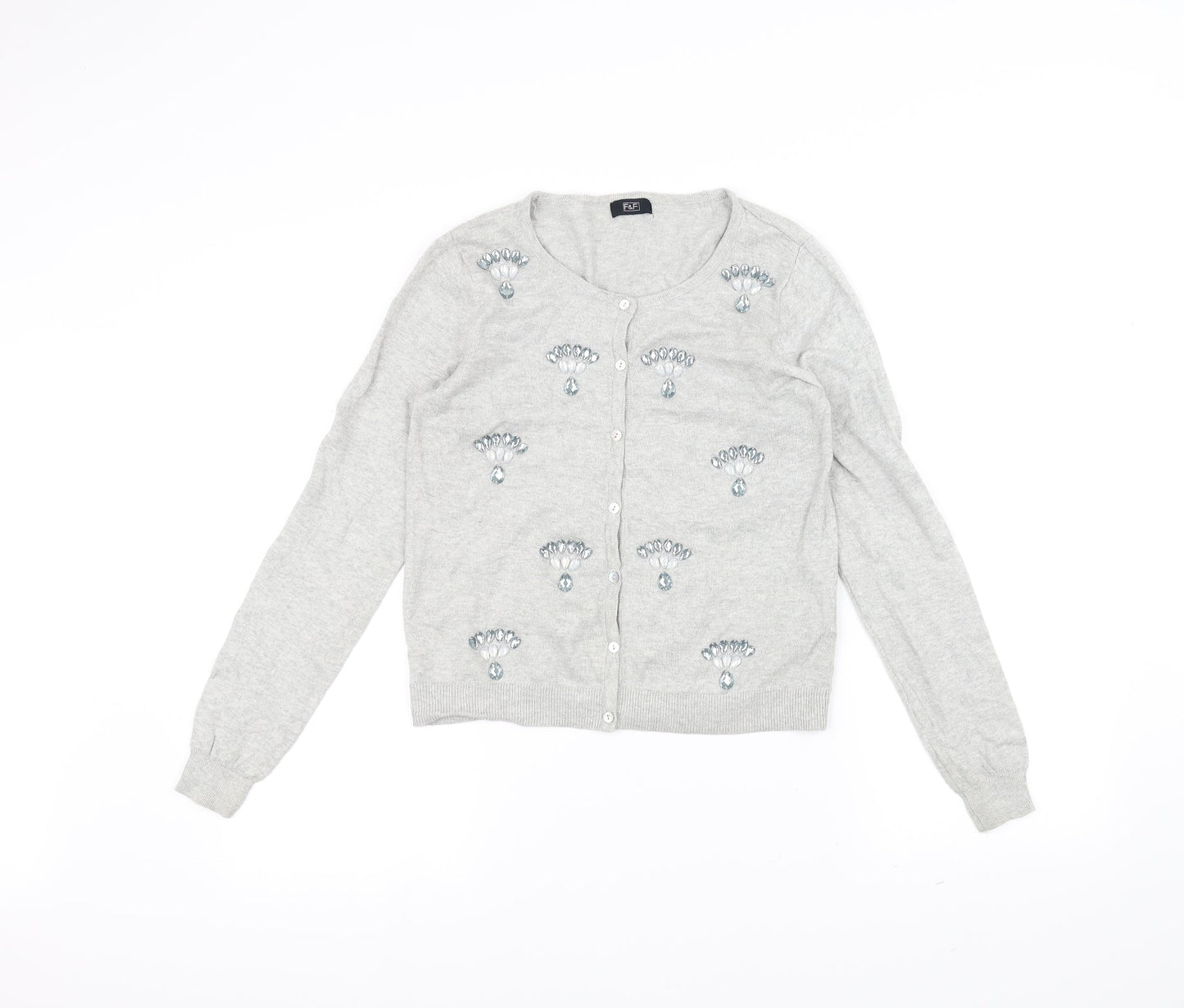 F&F Womens Grey   Cardigan Jumper Size 8
