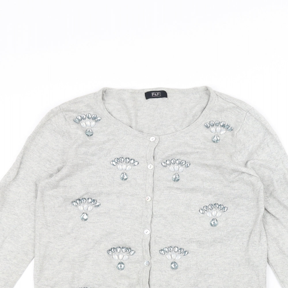 F&F Womens Grey   Cardigan Jumper Size 8