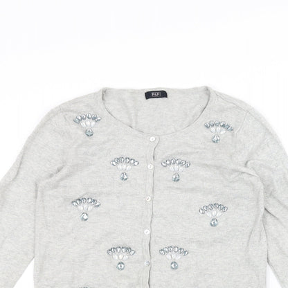 F&F Womens Grey   Cardigan Jumper Size 8