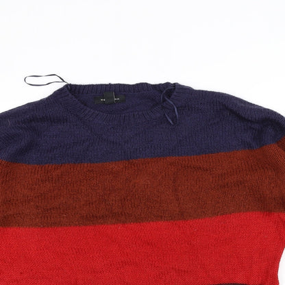 Blue Mens Silver Striped  Pullover Jumper Size M