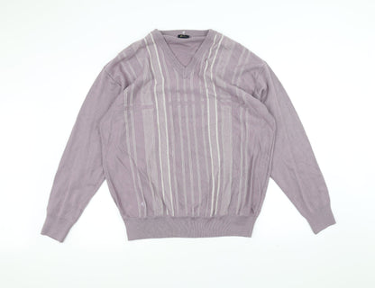 Gabicci Womens Purple Striped  Pullover Jumper Size 2XL