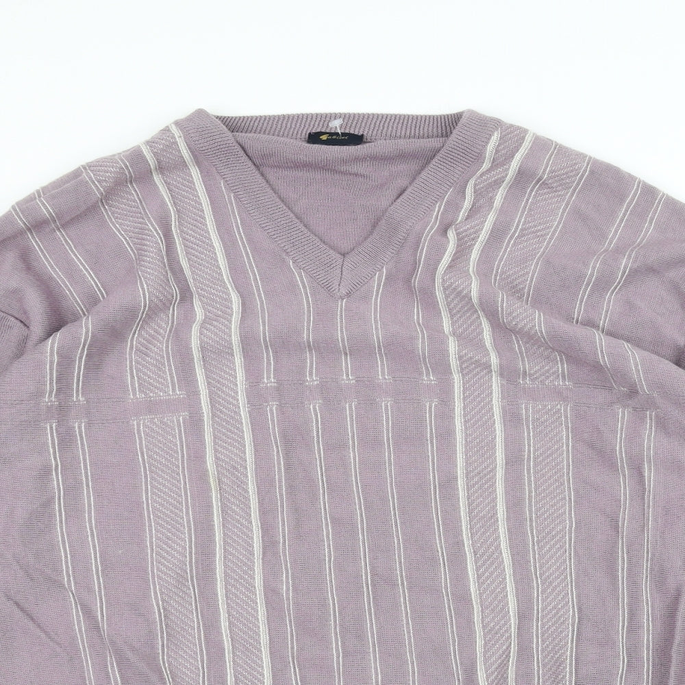 Gabicci Womens Purple Striped  Pullover Jumper Size 2XL