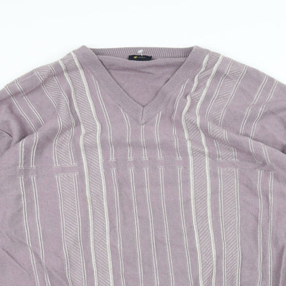 Gabicci Womens Purple Striped  Pullover Jumper Size 2XL