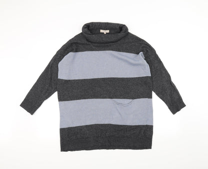 Bendetta Women's Grey Striped Cotton Pullover Jumper Size L