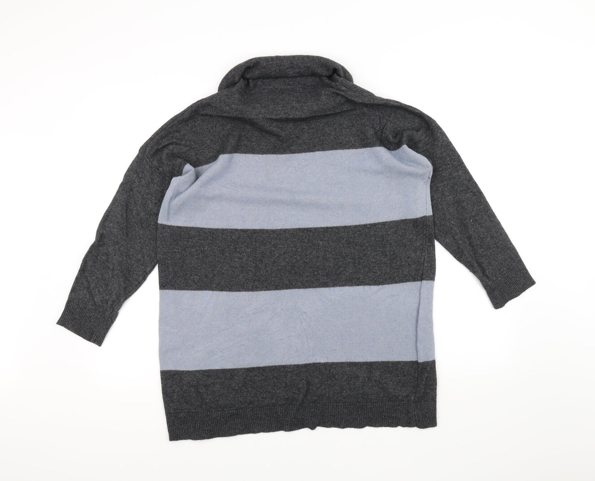 Bendetta Women's Grey Striped Cotton Pullover Jumper Size L