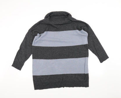 Bendetta Women's Grey Striped Cotton Pullover Jumper Size L