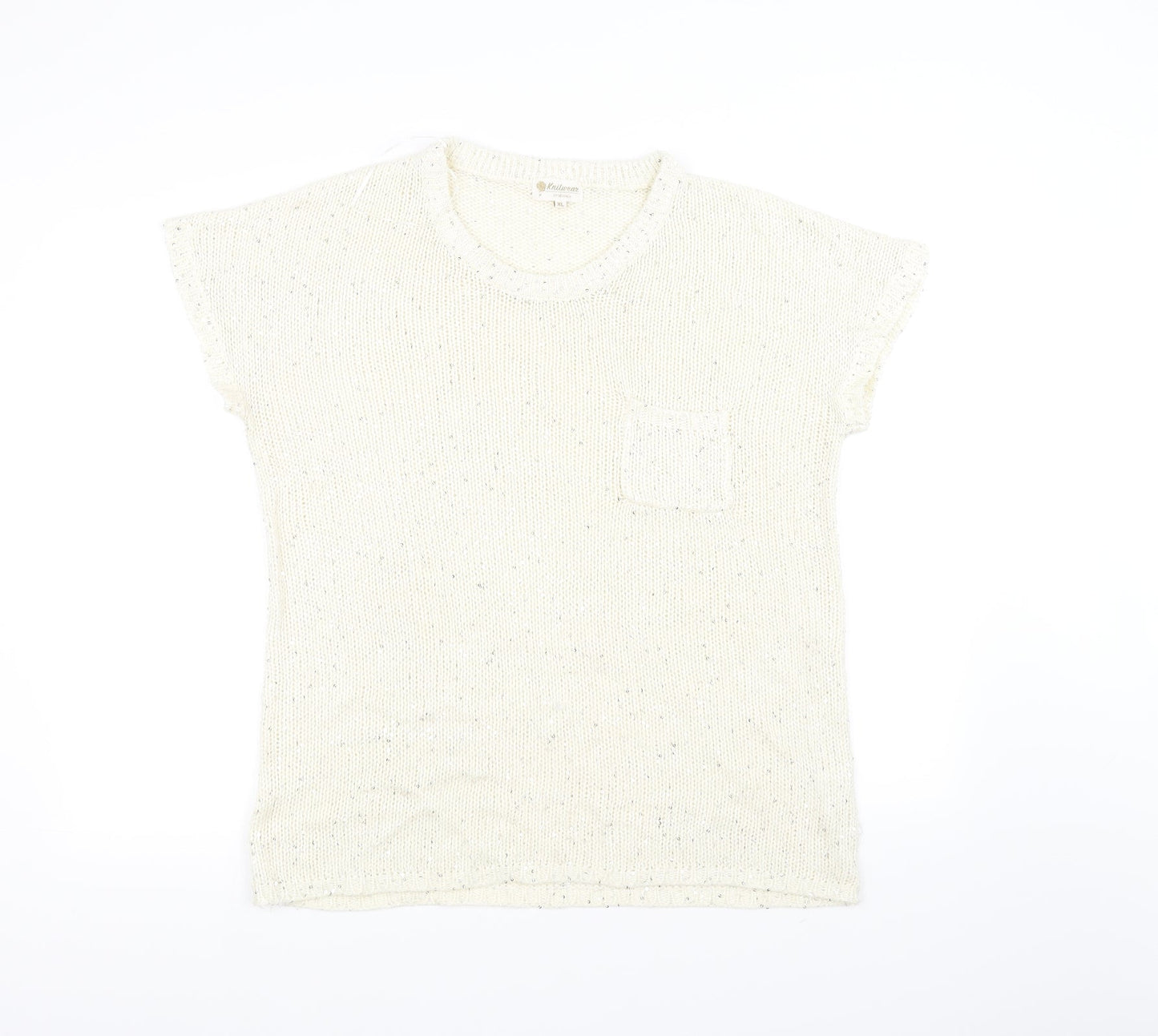 knitwear Womens White  Knit Pullover Jumper Size XL