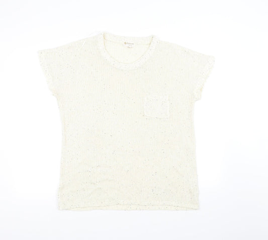 knitwear Womens White  Knit Pullover Jumper Size XL