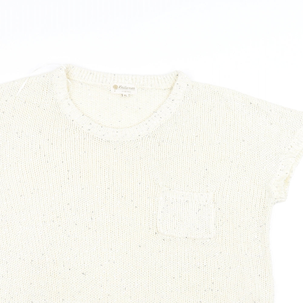 knitwear Womens White  Knit Pullover Jumper Size XL