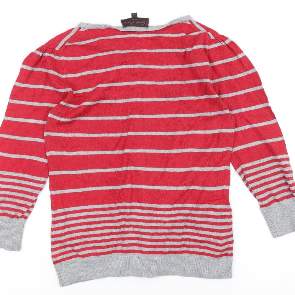 Great Plains Womens Red Striped  Cardigan Jumper Size S