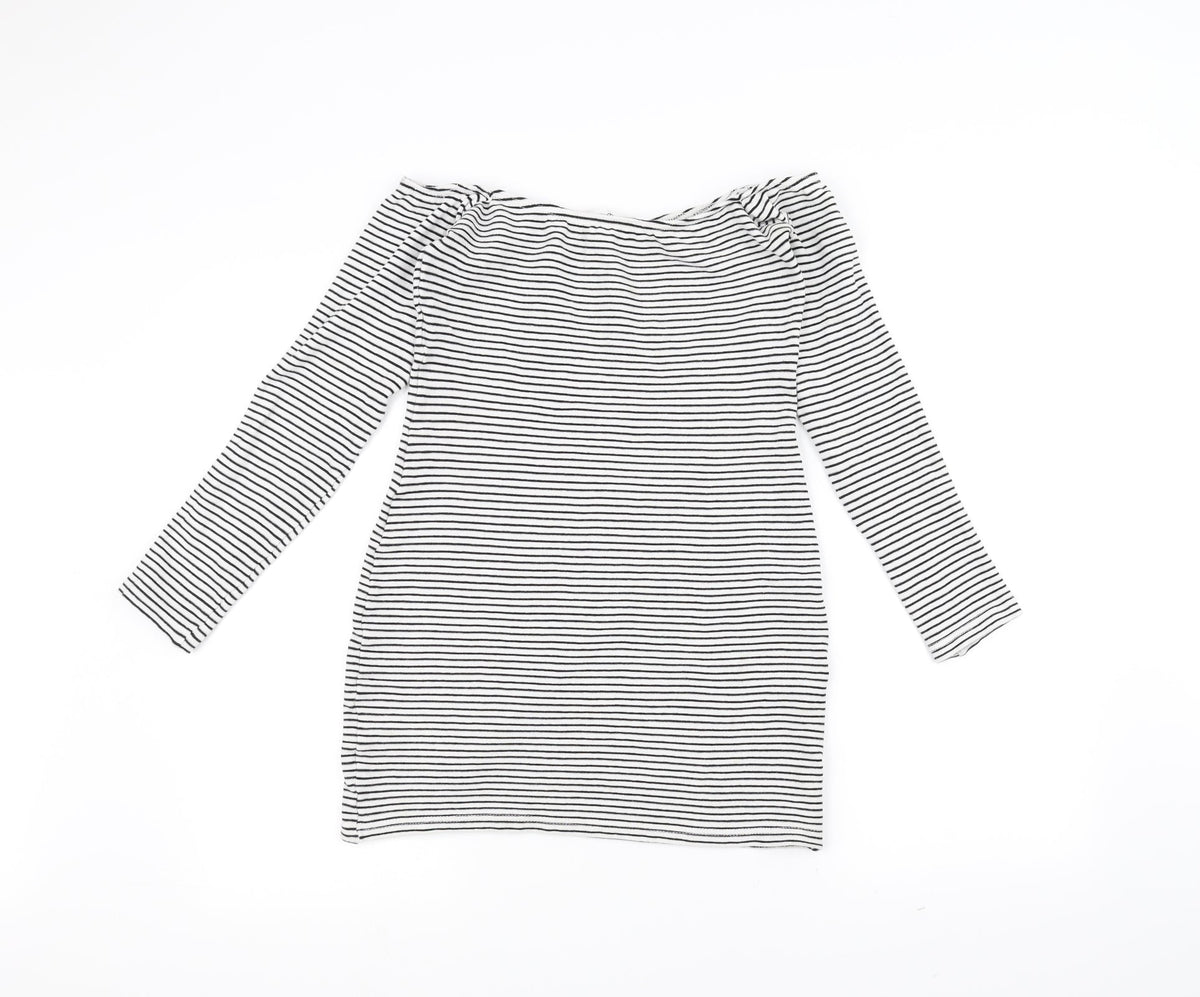 Missguided Womens White Striped  Pullover Jumper Size 10
