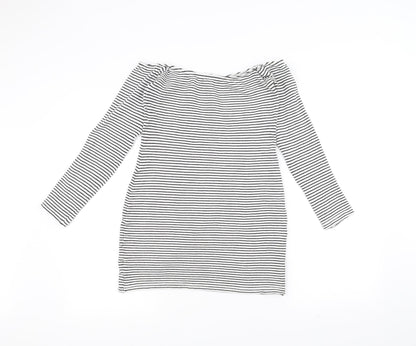 Missguided Womens White Striped  Pullover Jumper Size 10