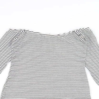 Missguided Womens White Striped  Pullover Jumper Size 10