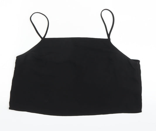 Womens UK Size 12 Topshop Black Cropped Blouse