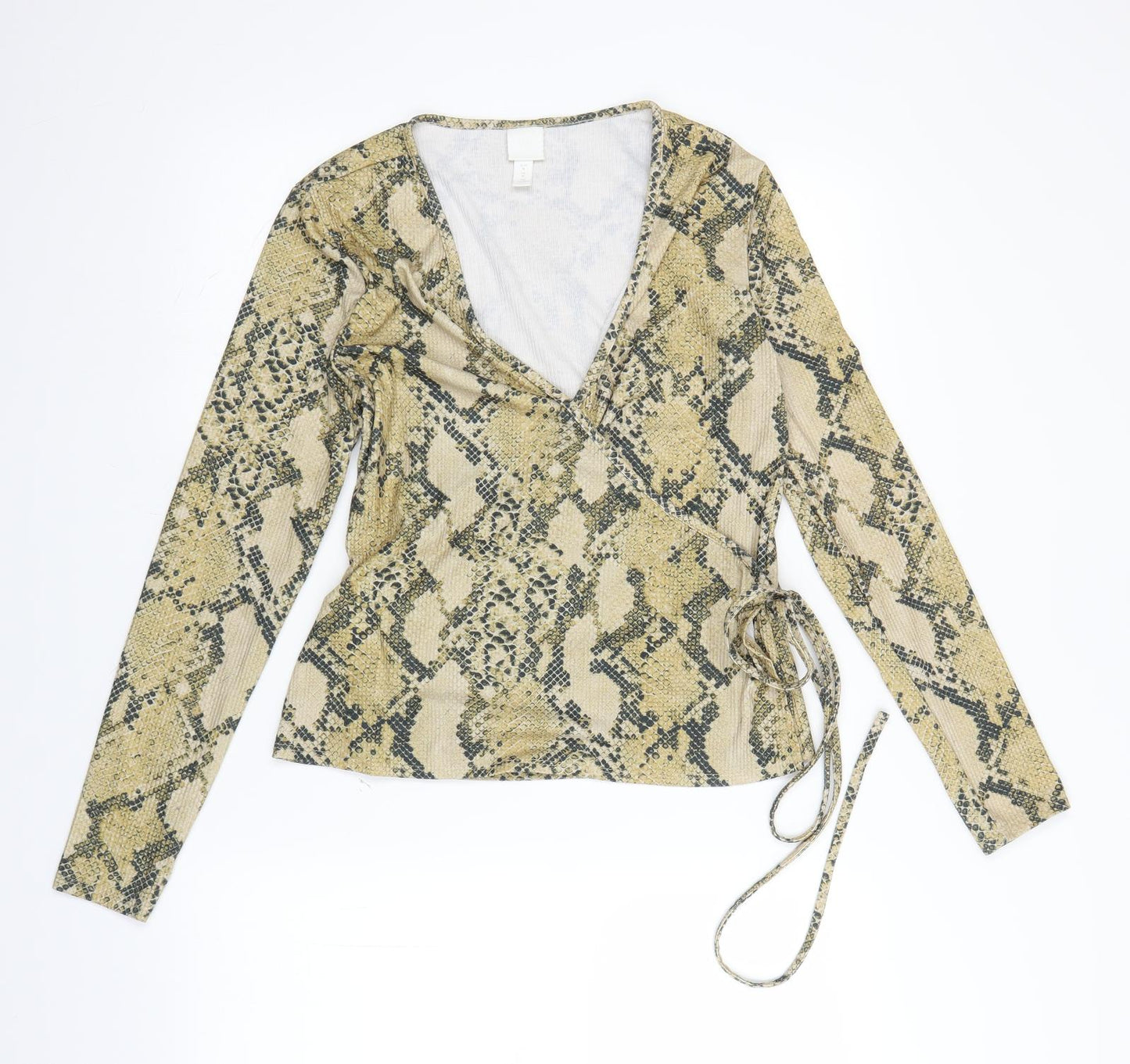 Womens UK Size M H&M Yellow Wrap Blouse