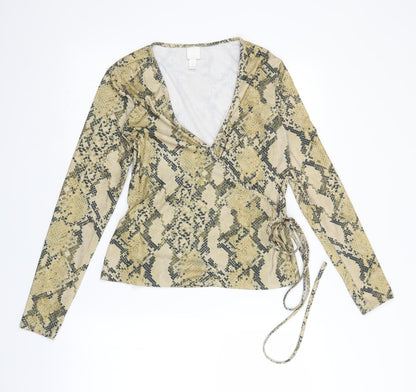 Womens UK Size M H&M Yellow Wrap Blouse