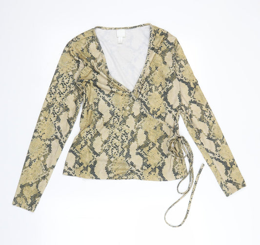 Womens UK Size M H&M Yellow Wrap Blouse