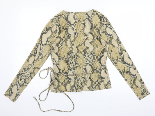 Womens UK Size M H&M Yellow Wrap Blouse