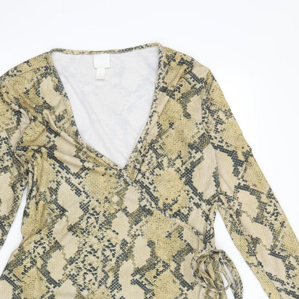 Womens UK Size M H&M Yellow Wrap Blouse