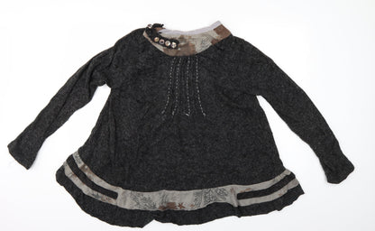 Womens UK Size XL Izabel Grey Tunic Blouse