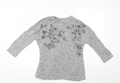 Tu Womens Grey Floral  Pullover Jumper Size 12