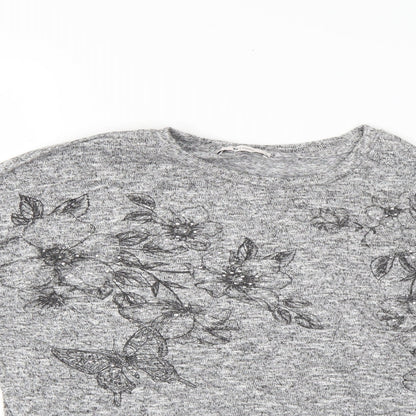 Tu Womens Grey Floral  Pullover Jumper Size 12