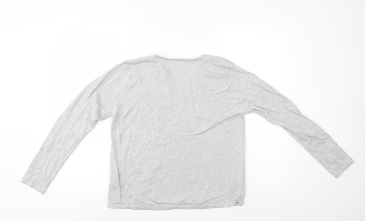 Bonmarché Womens Silver Floral Pullover Jumper Size S