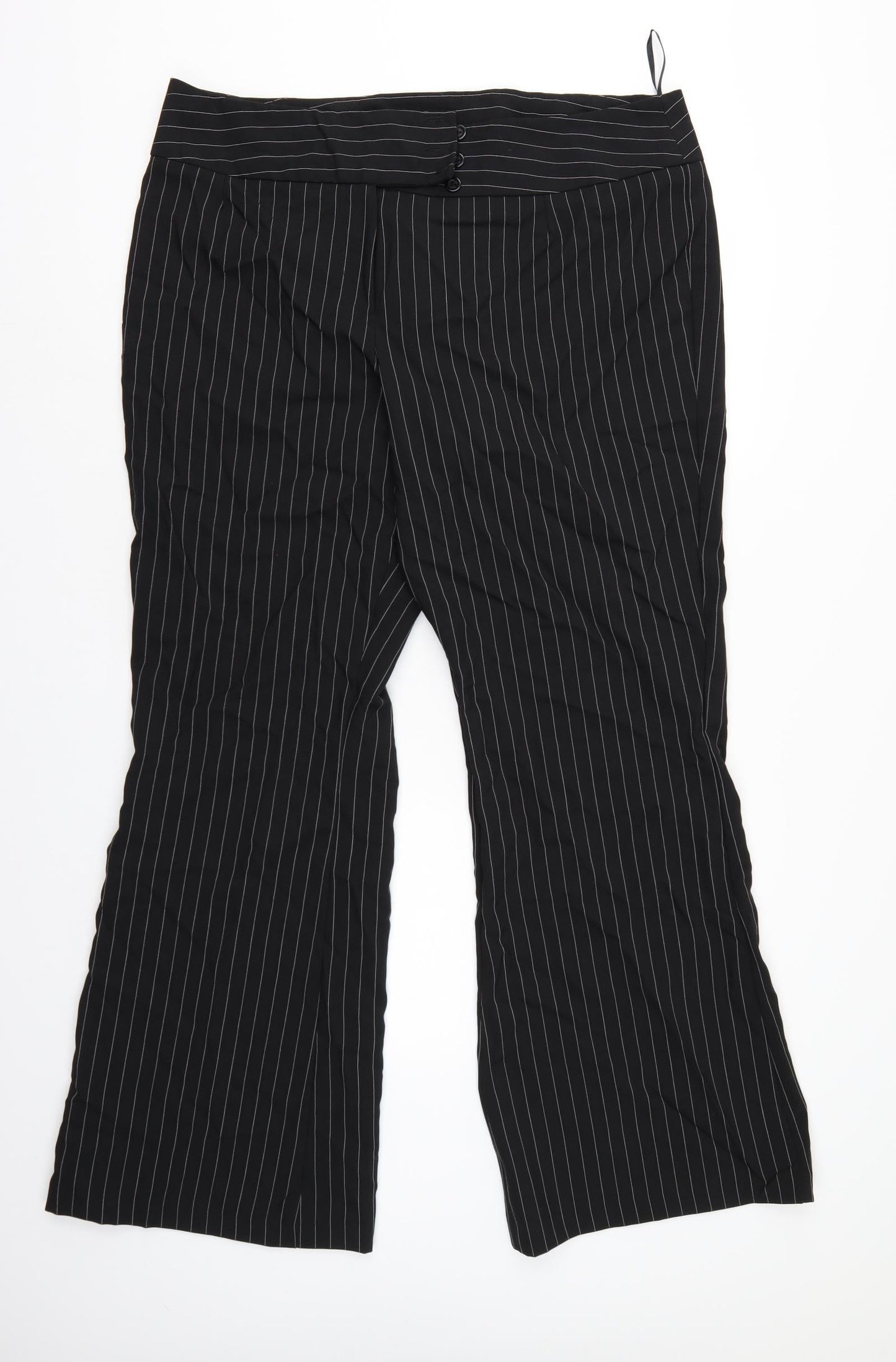 Kit Womens Black Striped  Trousers  Size 20 L31 in