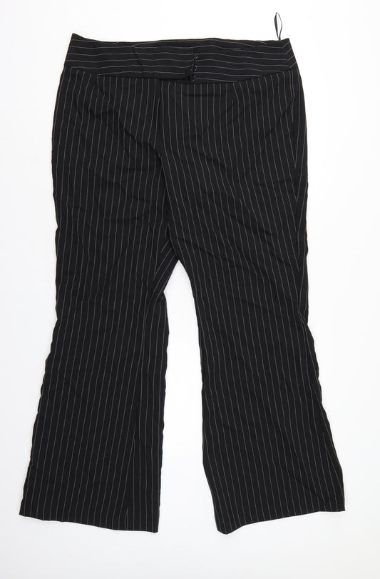 Kit Womens Black Striped  Trousers  Size 20 L31 in